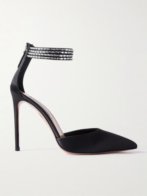 AQUAZZURA Luce 105 Crystal-embellished Satin Pumps