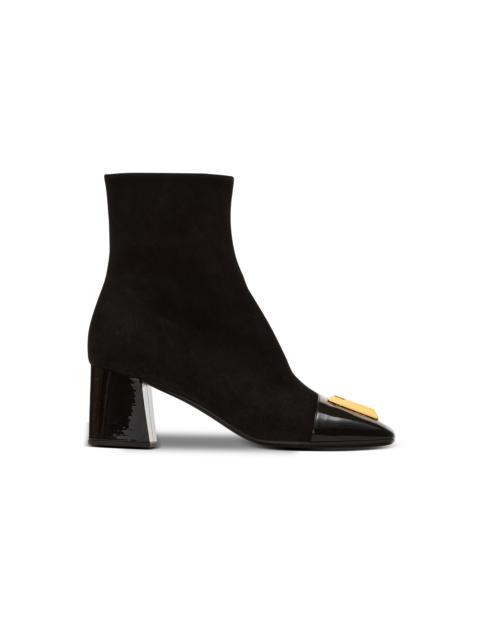 Balmain Suede Edna ankle boots with patent leather toes