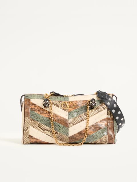Valentino VALENTINO GARAVANI PANTHEA MEDIUM SHOULDER BAG IN EXOTIC LEATHER WITH CHEVRON PATTERN