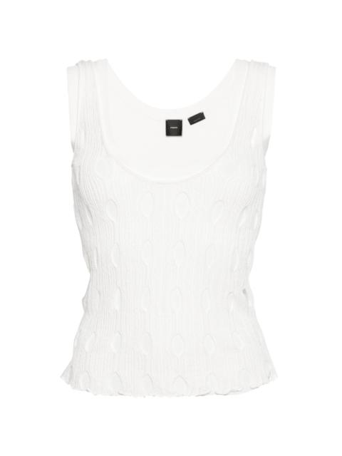 V-neck open-knit tank top