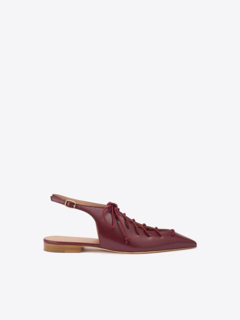 MALONE SOULIERS Alia Red Leather Flat Slingbacks