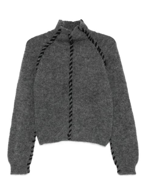thom/krom high-neck braided-detail sweater