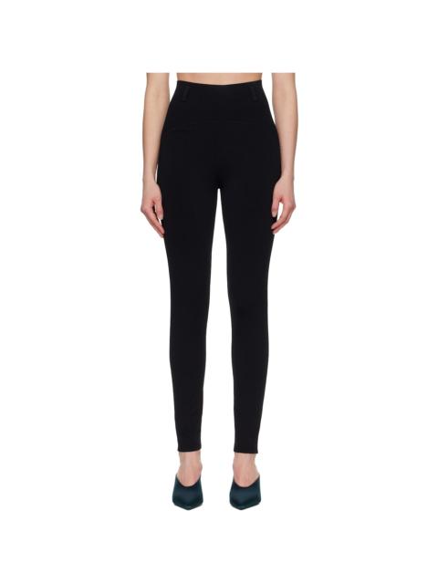 Alaïa Black Rib Belt Loop Leggings