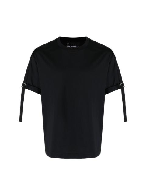 buckle-strap cotton T-shirt