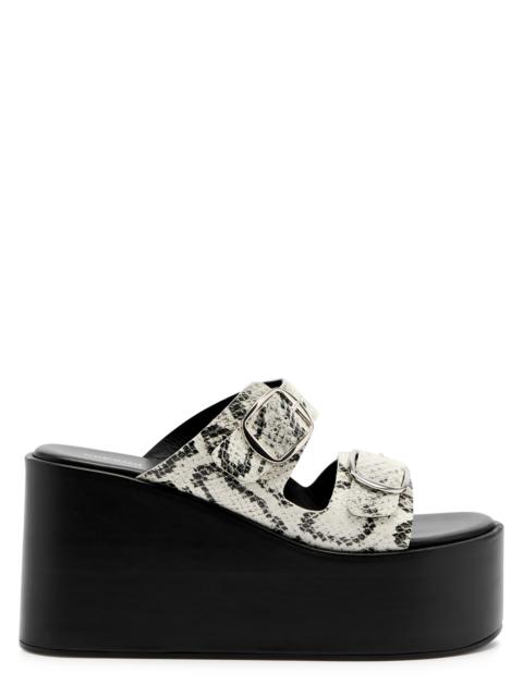 COPERNI Python-effect leather platform wedge sliders