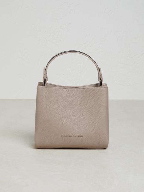 Brunello Cucinelli Texture calfskin bag with shiny handle