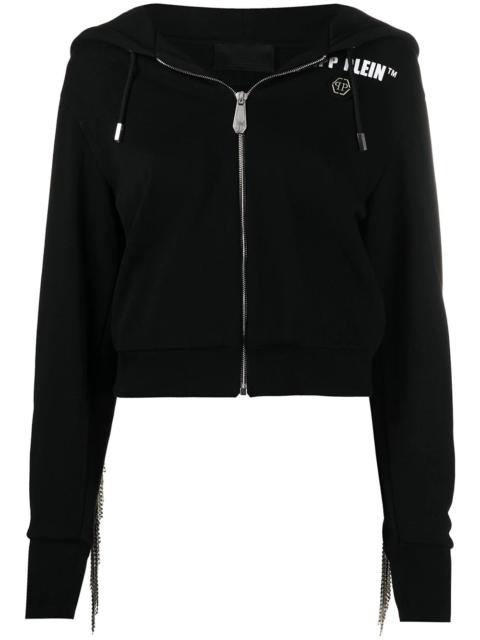 PHILIPP PLEIN rear-fringe detail hoodie