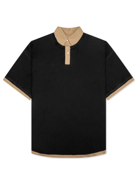 Maison Margiela LAYERED POLO SHIRT - BLACK/CAMEL