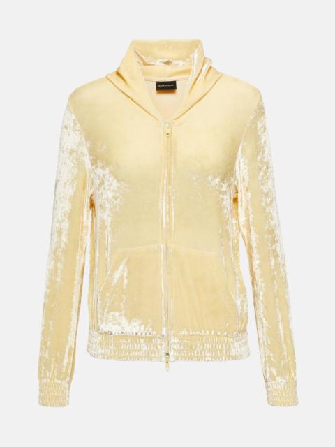 BALENCIAGA BB Paris embellished velour hoodie