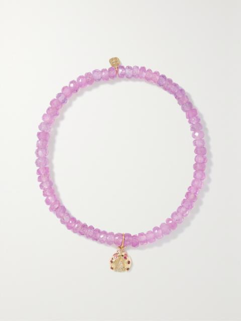 SYDNEY EVAN Small Ladybug 14-karat Gold Multi-stone Bracelet