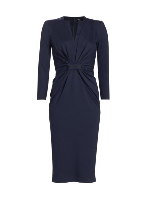GIORGIO ARMANI Women's Tab-Front Jersey Sheath Dress - Navy