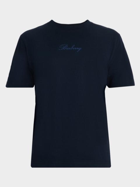 Burberry Men's Check Cursive Logo Cotton T-Shirt