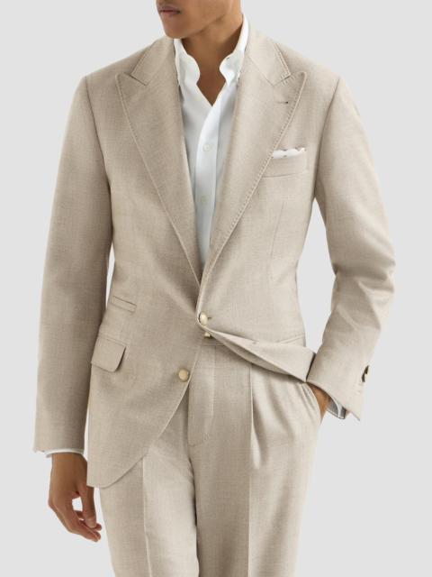 Brunello Cucinelli Men's Mouliné Virgin Wool Twill Deconstructed Blazer - Beige