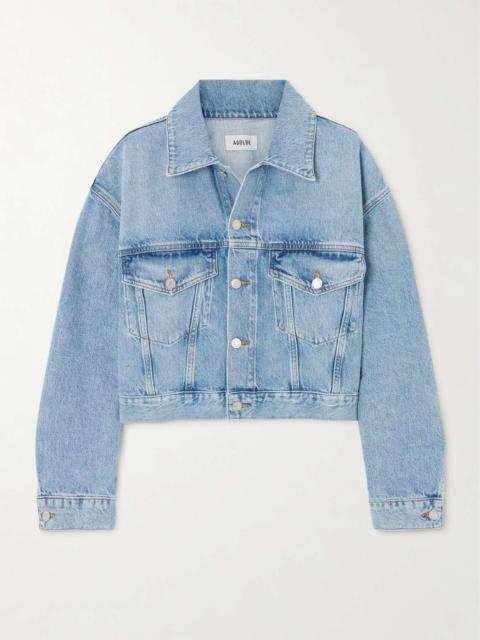 AGOLDE Palmer cropped recycled-denim jacket Light denim