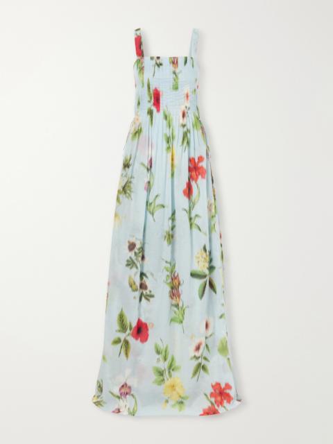 Oscar de la Renta Floral-printed Cotton-voile Gown