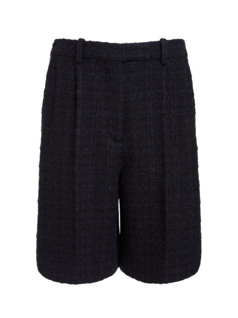 Tailored Wool-Blend Tweed Shorts navy