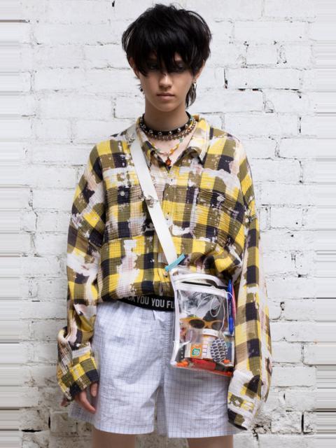 R13 Gathered Hem Work Shirt - Bleached Yellow Plaid