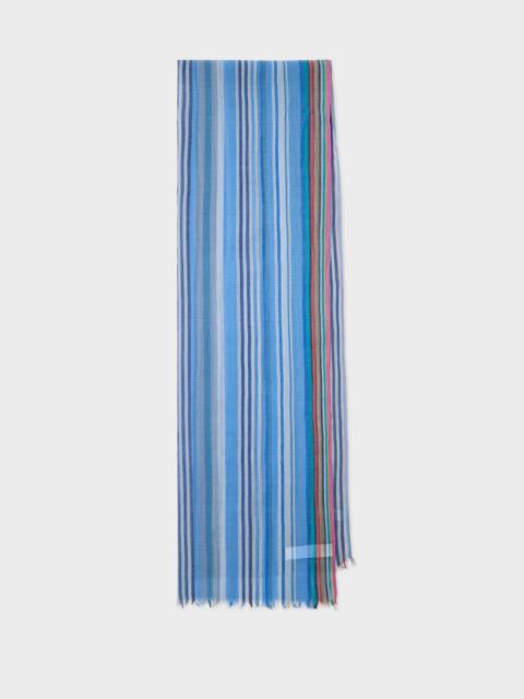 Paul Smith Blue Cotton 'Multistripe' Scarf