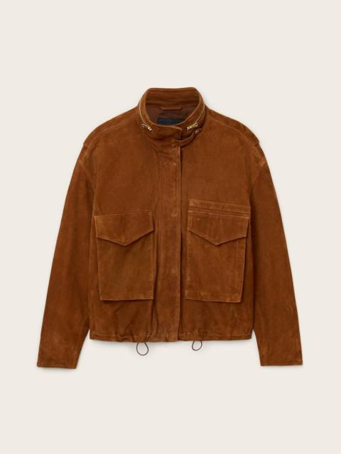 ALLSAINTS CLAY FUNNEL NECK SUEDE CROPPED JACKET