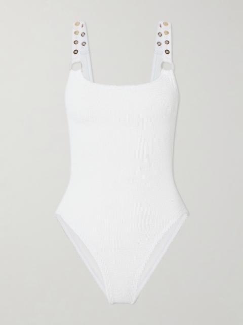 Hunza G Melody Embellished Original Crinkle Swimsuit