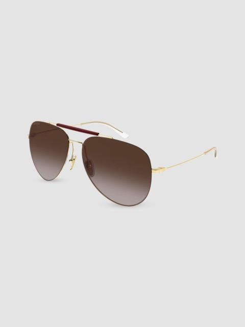 GUCCI Men's Interlocking G 60MM Pilot Sunglasses - Gold