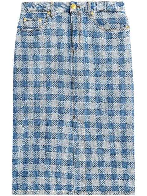 AMI Paris gingham denim pencil skirt