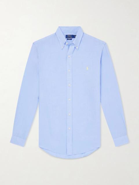 Polo Ralph Lauren Button-Down Collar Logo-Embroidered Linen Shirt
