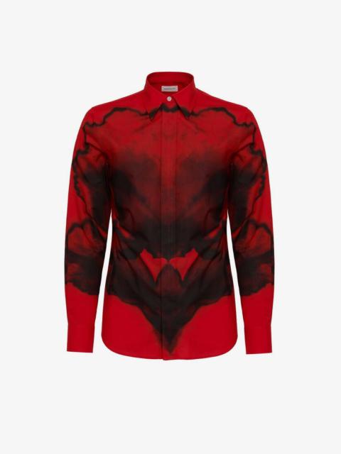Alexander McQueen Men's Ink Flower Shirt in Red/black