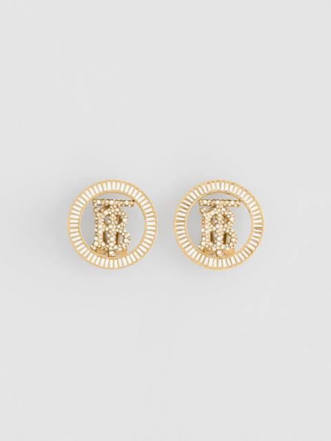Burberry Crystal Detail Gold-plated Monogram Motif Earrings