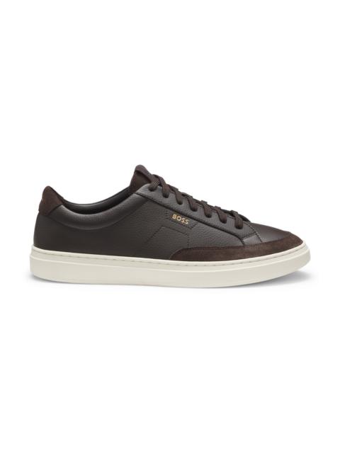 BOSS LEATHER SNEAKERS WITH SUEDE TRIMS