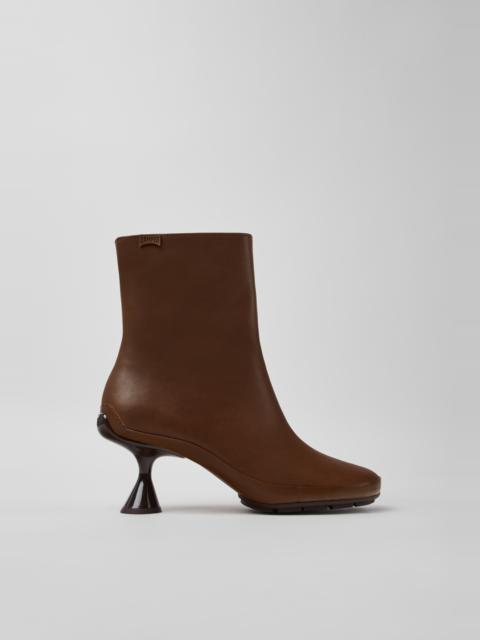 CAMPER Right Left Brown Leather Ankle Boots for Women.