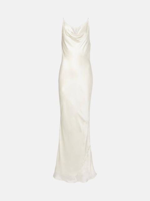 ROTATE Lace-trimmed silk satin slip dress