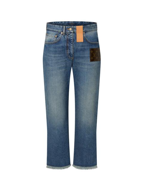 Louis Vuitton Frayed Hem Stonewashed Monogram Patch Jeans