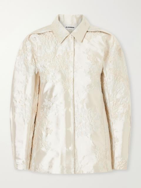 Jil Sander Floral-jacquard shirt Silver