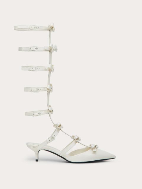 ANKLE STRAP PUMP WITH KIDSKIN FRENCH BOWS  40 MM