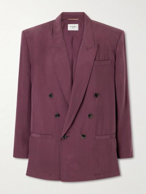 SAINT LAURENT Double-breasted Silk-habotai Blazer
