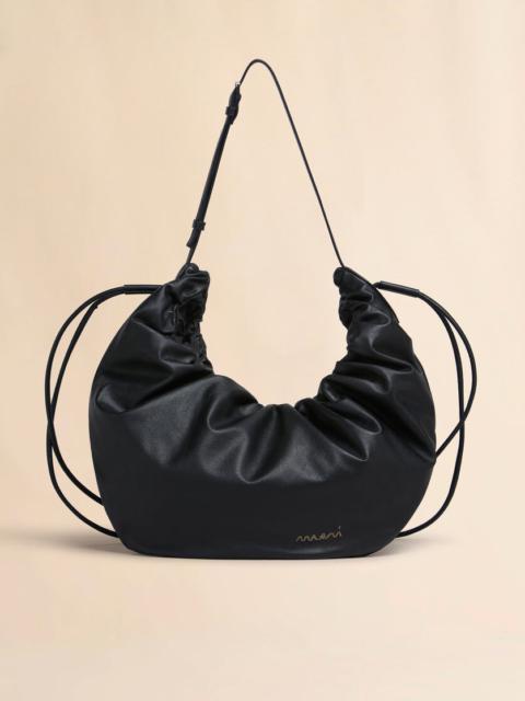 Marni BLACK LEATHER SCRUNCHIE MEDIUM HOBO BAG