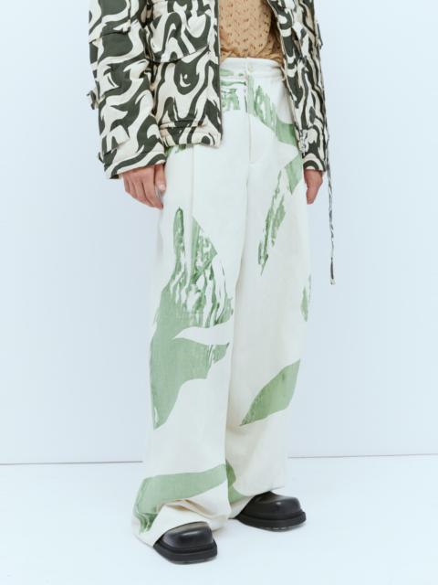 Dries Van Noten Wide Leg Leaf Pants
