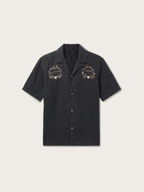 ALLSAINTS KLAVICLE SHORT SLEEVE LINEN EMBROIDERED SHIRT