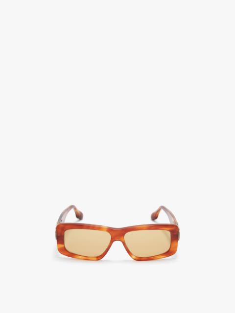 Victoria Beckham Chain Detail Rectangular Frame Sunglasses In Striped Blonde Havana