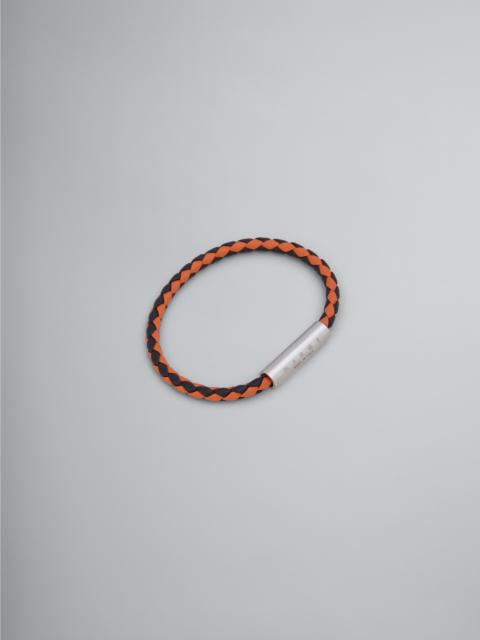 Marni ORANGE AND GREEN BRAIDED LEATHER BRACELET