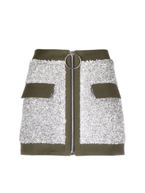 contrast-trim zipped skirt