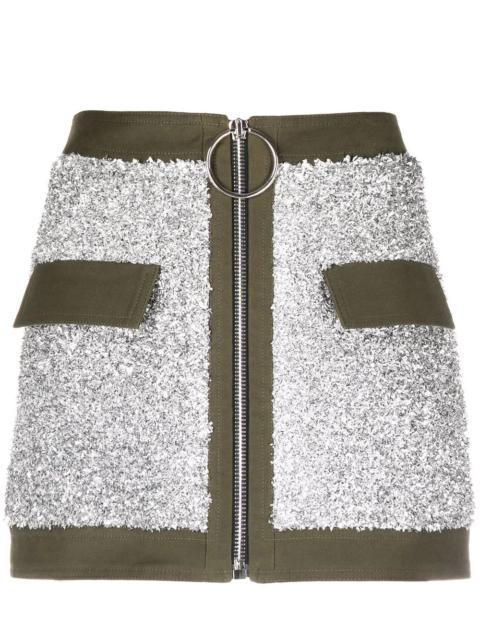 Balmain contrast-trim zipped skirt