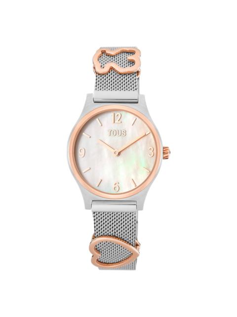 TOUS Analog/digital Watch with steel bracelet, rose-colored steel and mother-of-pearl face Epic Icon Mesh