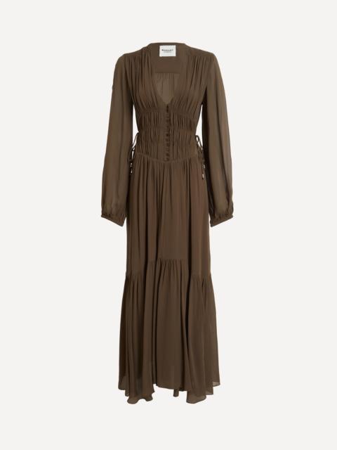 Isabel Marant Brianne Khaki Georgette Maxi Dress