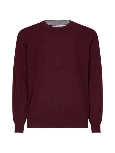 Brunello Cucinelli Burgundy cashmere crewneck sweater