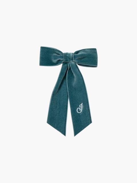 Initial Wide Velvet Bow Barrette