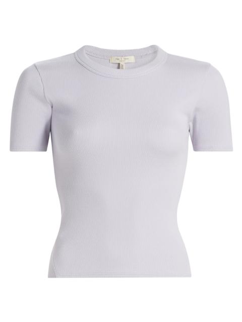rag & bone Women's Essential Rib Stretch-Cotton Crewneck T-Shirt - Lavender Mist
