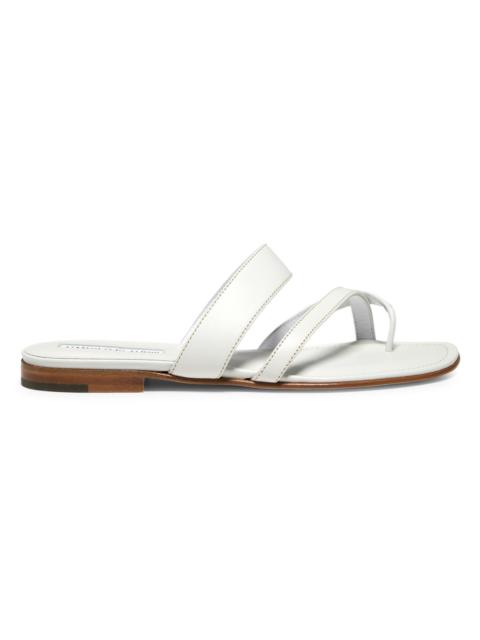Manolo Blahnik Women's Susa Leather Thong Sandals - White