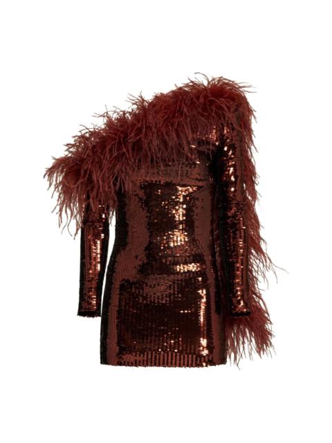 Taller Marmo Garbo Disco feather-trim minidress